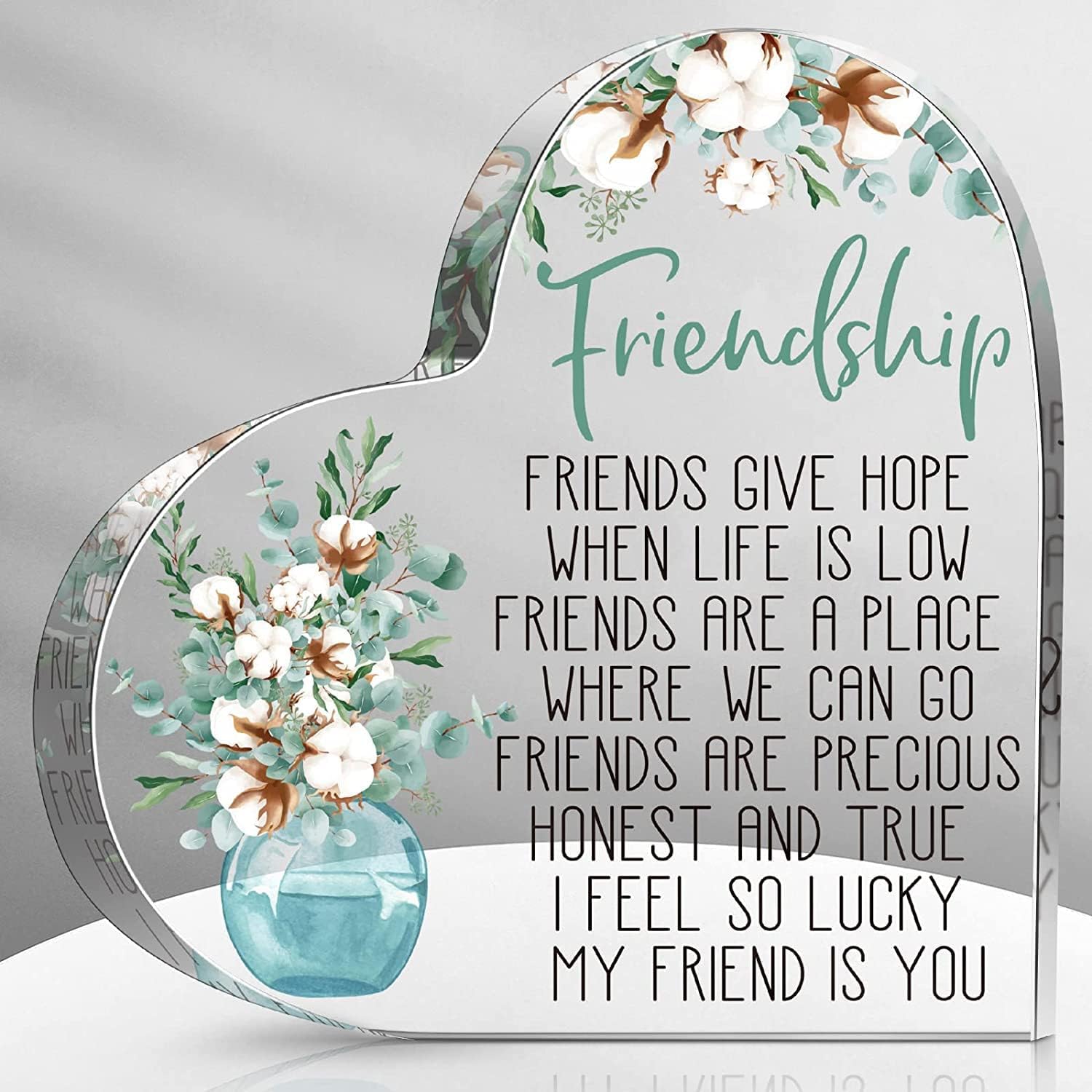 VELENTI Friendship Gifts - Acrylic Heart Friendship Gift for Her - Inspirational Gifts for Women - Long Distance Relationship Gifts -Best Friend Gift, Bestie Gifts (Sunflower Style)