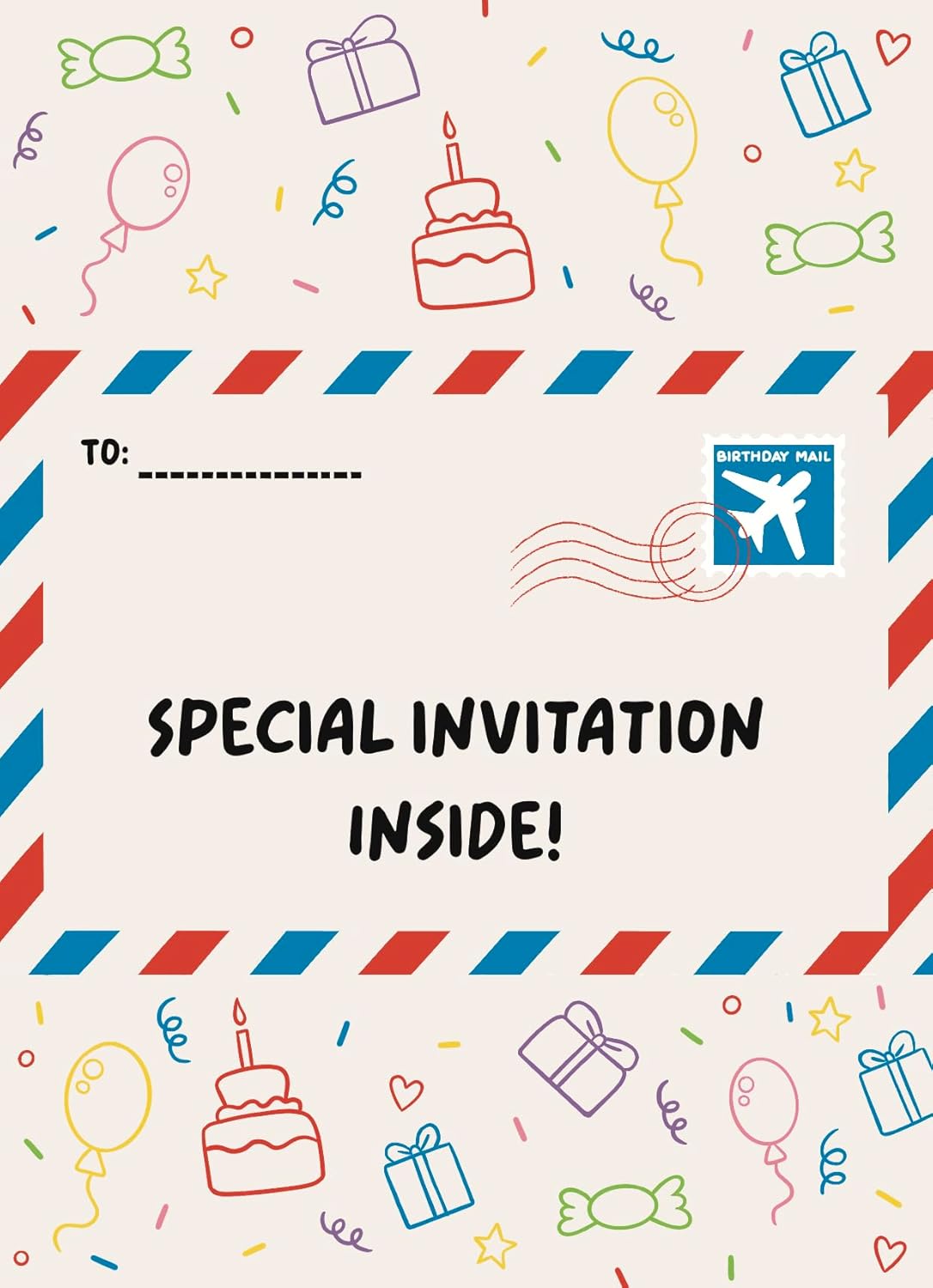 VELENTI 40 Kids Children's Birthday Party Invitations with Folding Envelope Design and Holographic Stickers"