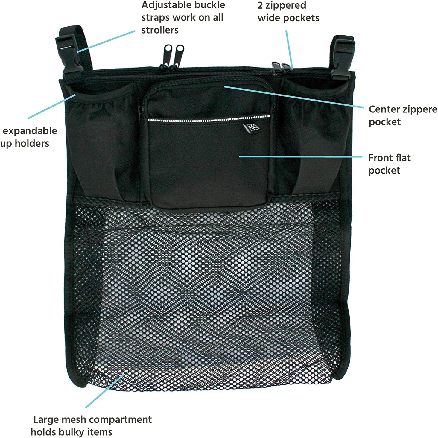 JL Childress Cups 'N Cargo Stroller Organiser (Black)