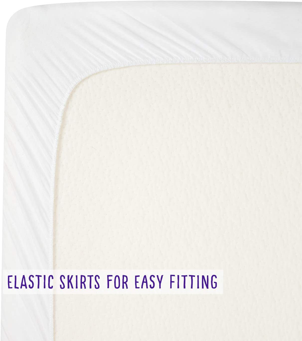 ClevaMama Waterproof Mattress Protector, Cotton Fitted Sheet for Baby Cot Bed - White - 60x120x15 cm