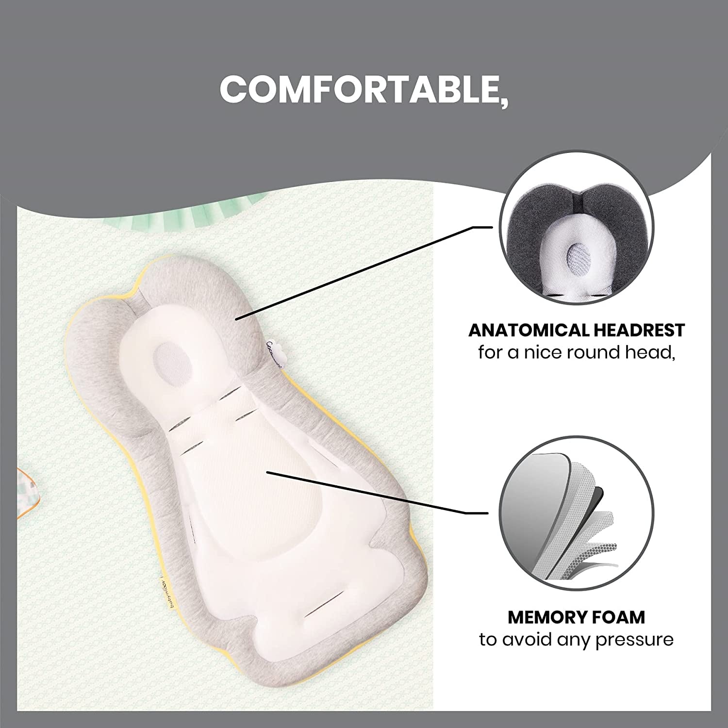 Babymoov Cosymorpho Fresh Baby Travel Reducer, universal newborn insert for bouncers, car seats, carrycots