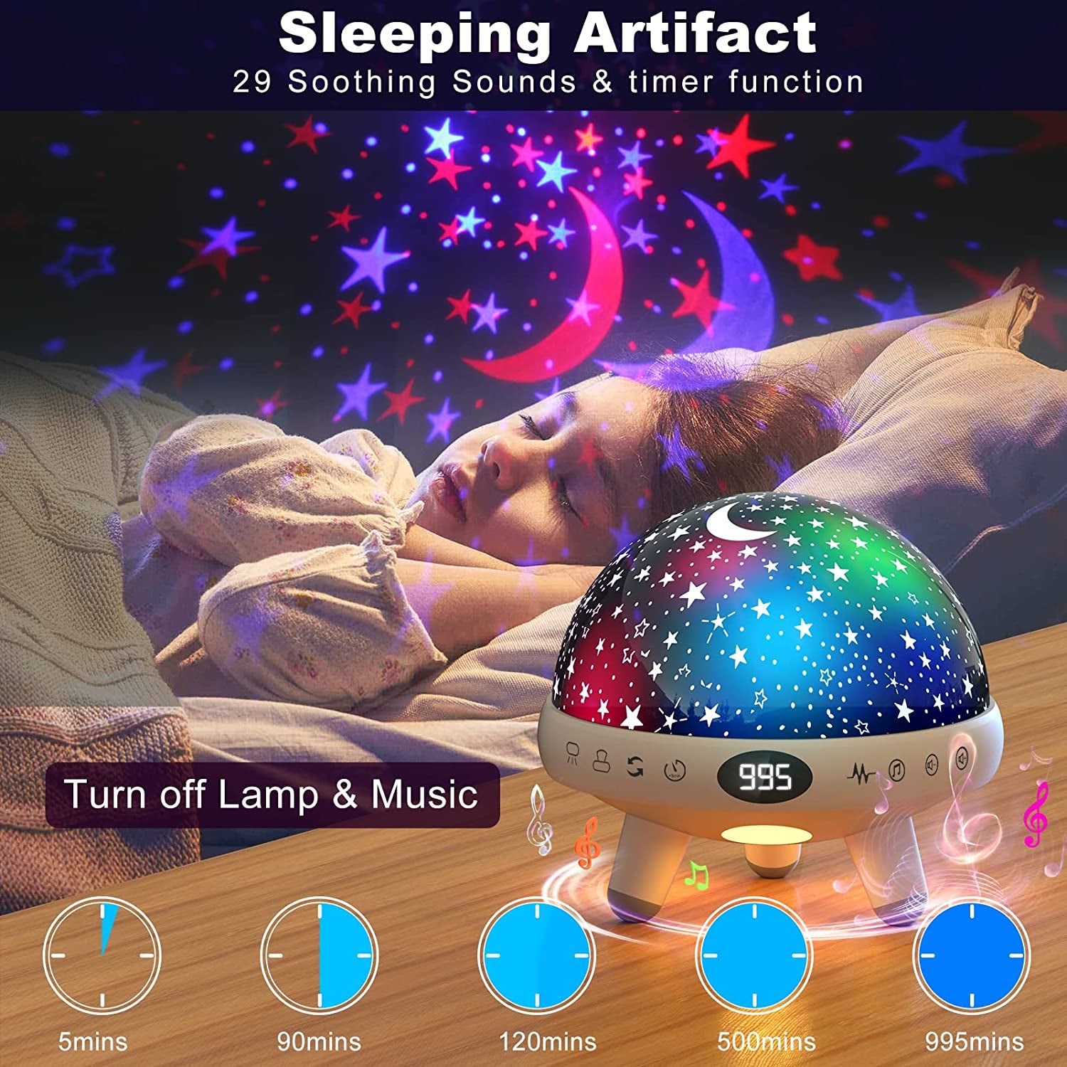 Night Light Kids Star Projector Baby Sensory Lights Toys White Noise Machine Baby with 29 Soothing Sounds Baby Night Light for Kids Children Boy Girl Gifts Baby Sound Machine with Timer and Remote