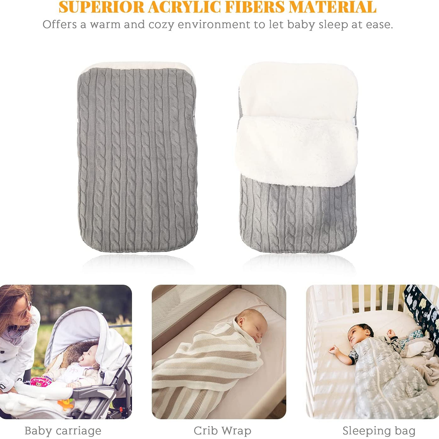 Baby Swaddle Blanket Stroller Wrap Fleece Blanket Sleeping Bag Plus Velvet