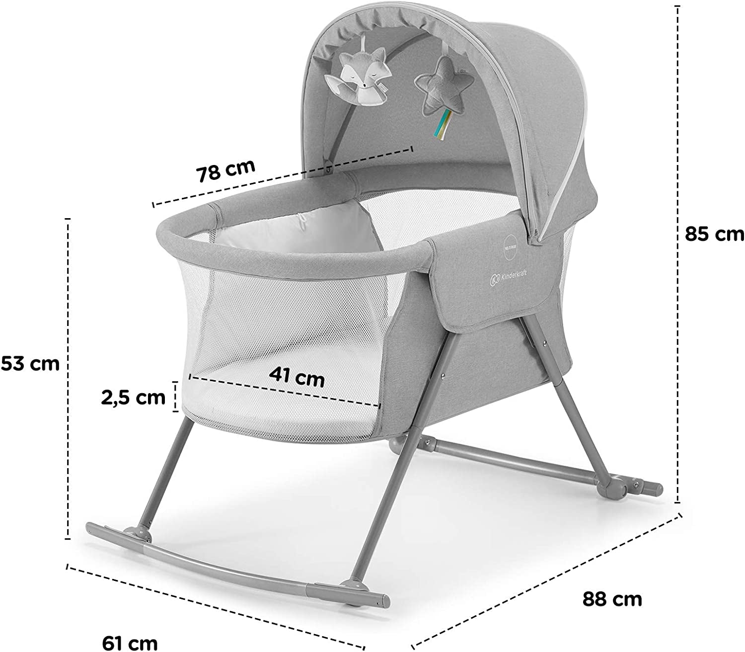 Kinderkraft LOVI Rocking Travel Cot - 5 kg