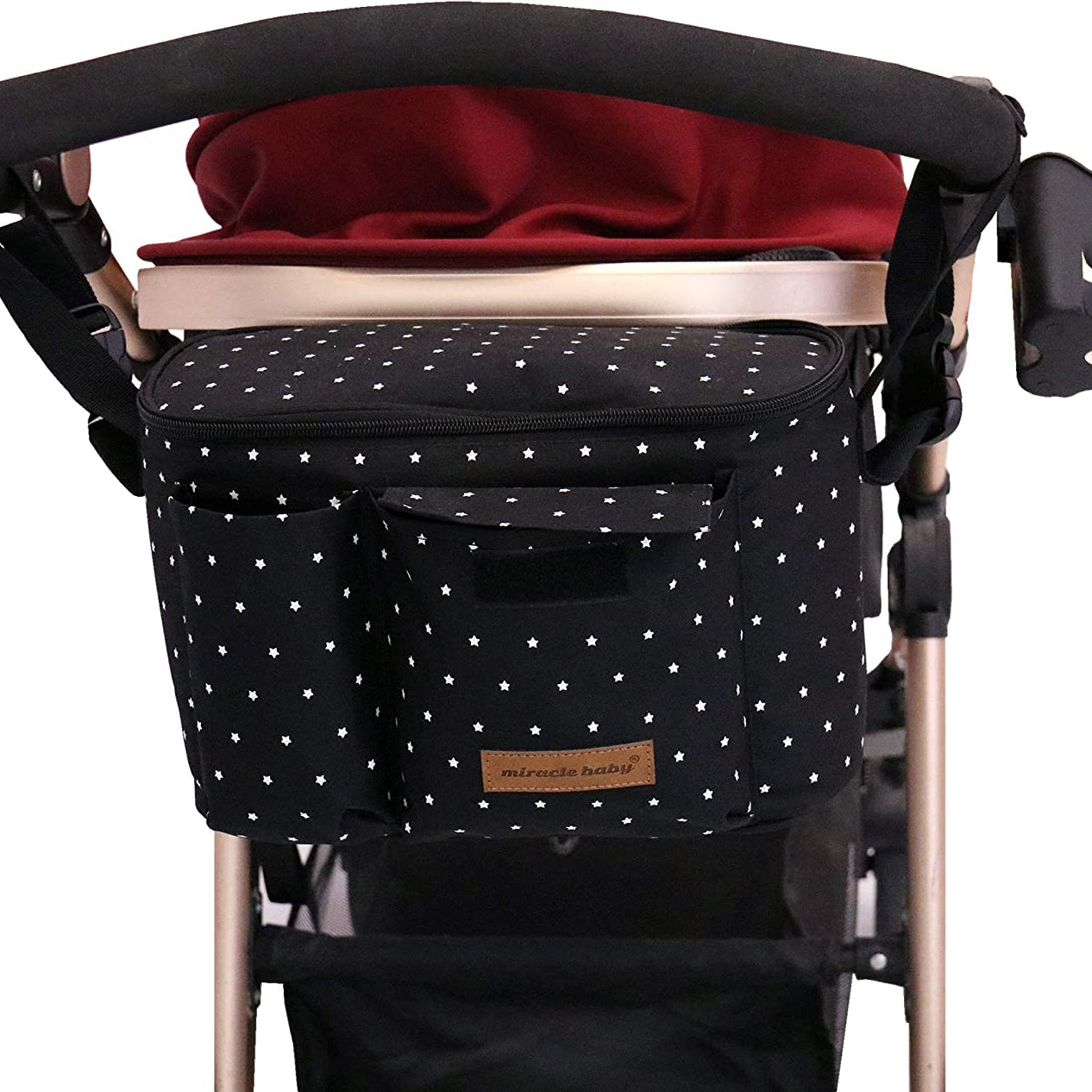 Miracle Baby® Stroller Storage Bag - Baby Carriage Organizer Diaper Bag - Large Capacity with 2 Cup Holders