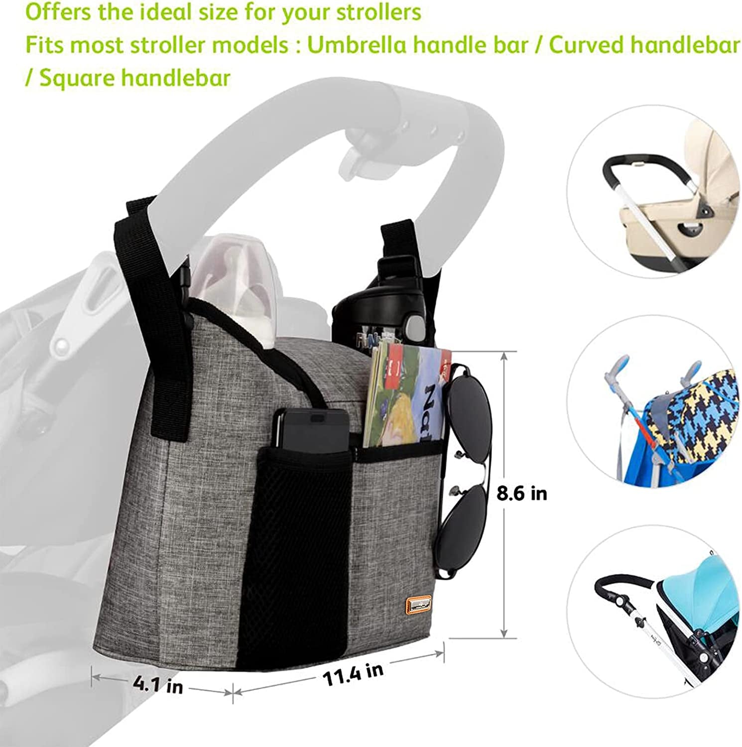 Buggy Pram Bag Organiser Large Capacity 11L