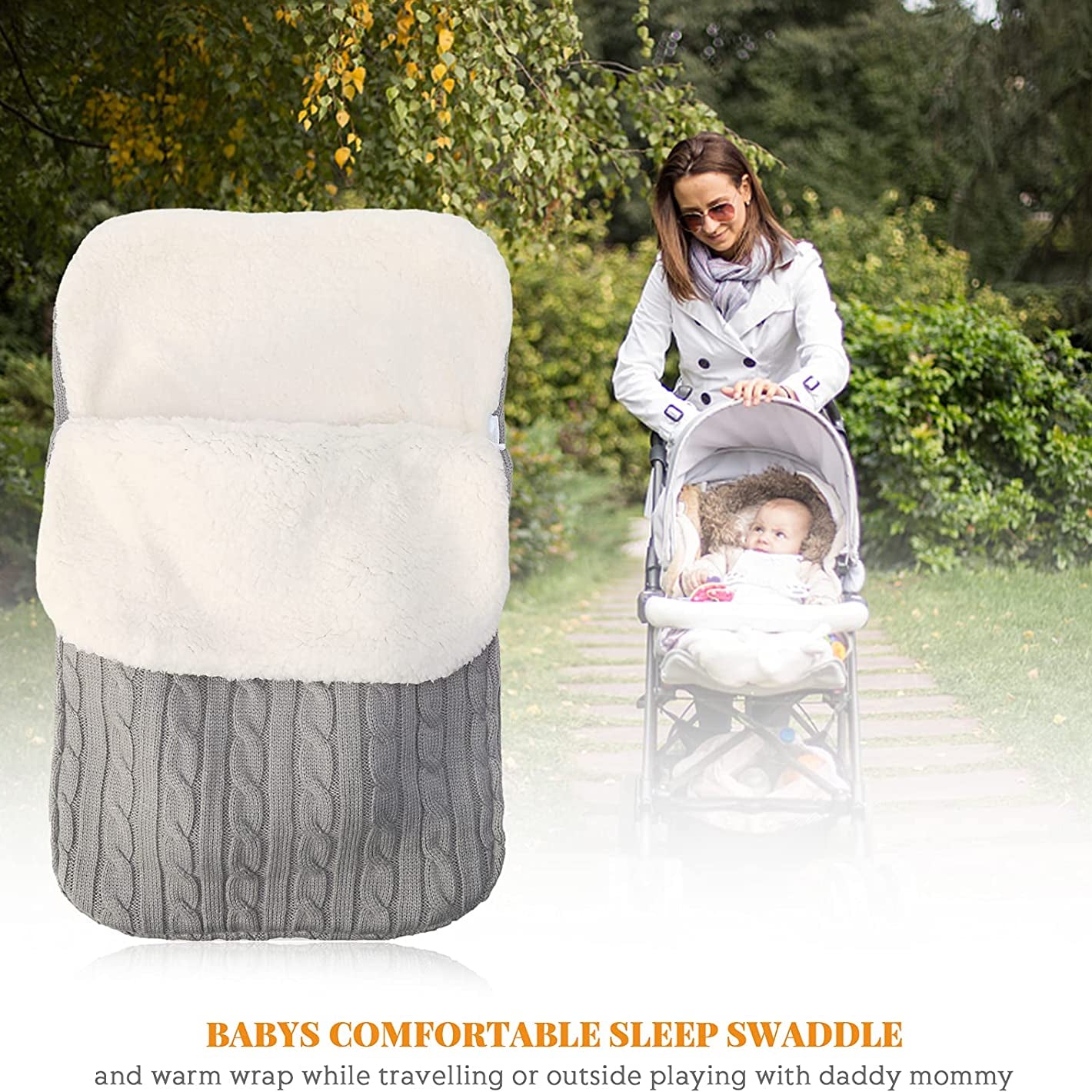 Baby Swaddle Blanket Stroller Wrap Fleece Blanket Sleeping Bag Plus Velvet