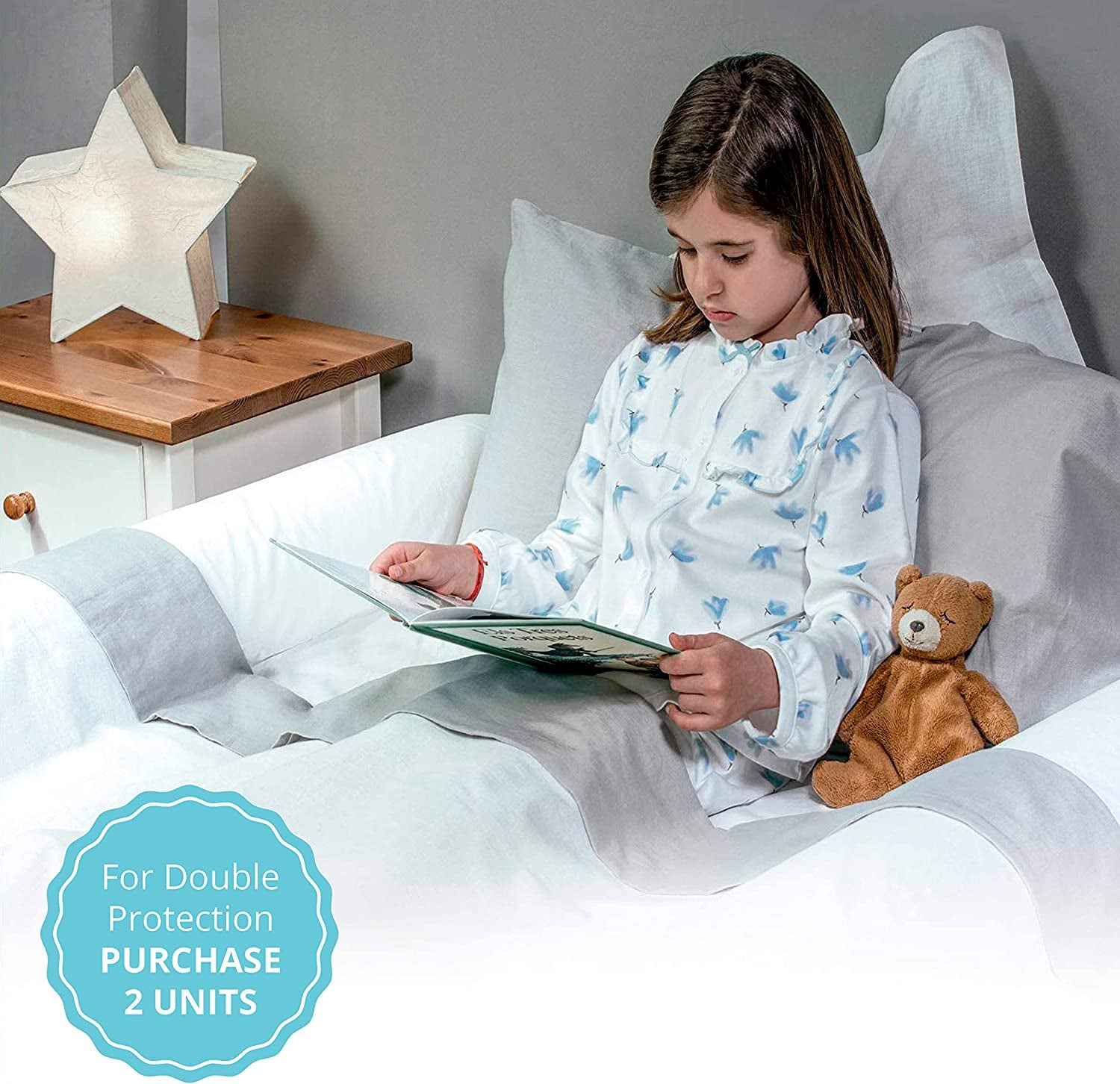 Banbaloo- Rail Bed Bumper for Toddler/Safety Barrier Bed for Babies or Children- Anti-Fall/Anti-Slip Foam Transportablel Rail- Perfect for Double, Pull-Out beds and Montessori.