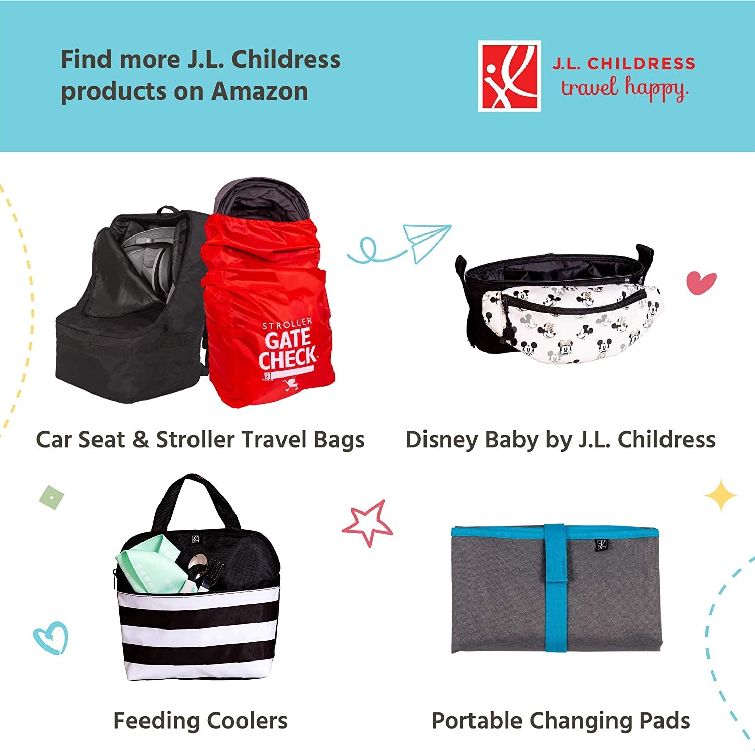 JL Childress Cups 'N Cargo Stroller Organiser (Black)