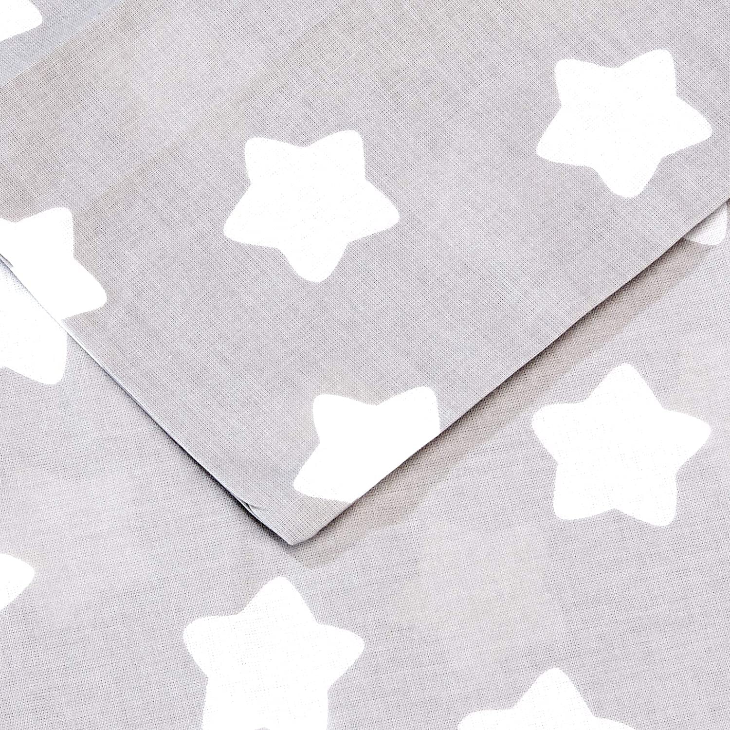 Baby Bedding Set Pillowcase + Duvet Cover 2PC to FIT Baby COT (Big White Stars on Grey Background)