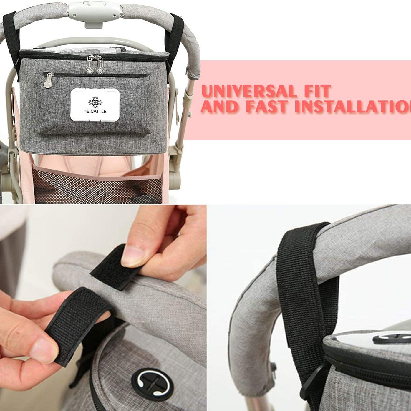 auvstar Buggy Organiser Bag, Pram Storage Bag,Baby Stroller Organizer,Universal Large Capacity Multi Compartment Hanging Pushchair Diaper Bags with Mobile Phone Pockets and Shoulder Strap(Grey)