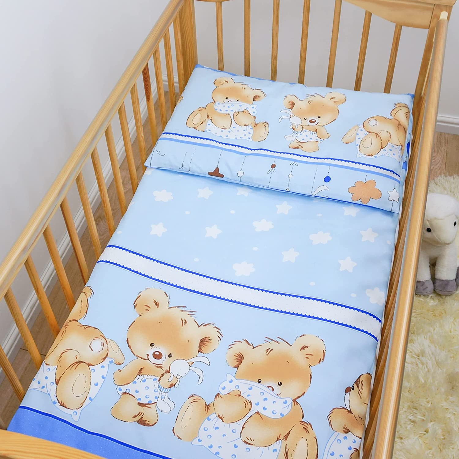 2 Piece Baby Kids Bedding Set 120x90cm Duvet Cover & Pillowcase for Toddler Cot (Mika Beige)