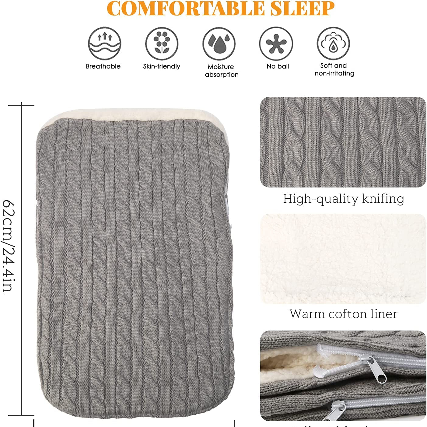 Baby Swaddle Blanket Stroller Wrap Fleece Blanket Sleeping Bag Plus Velvet