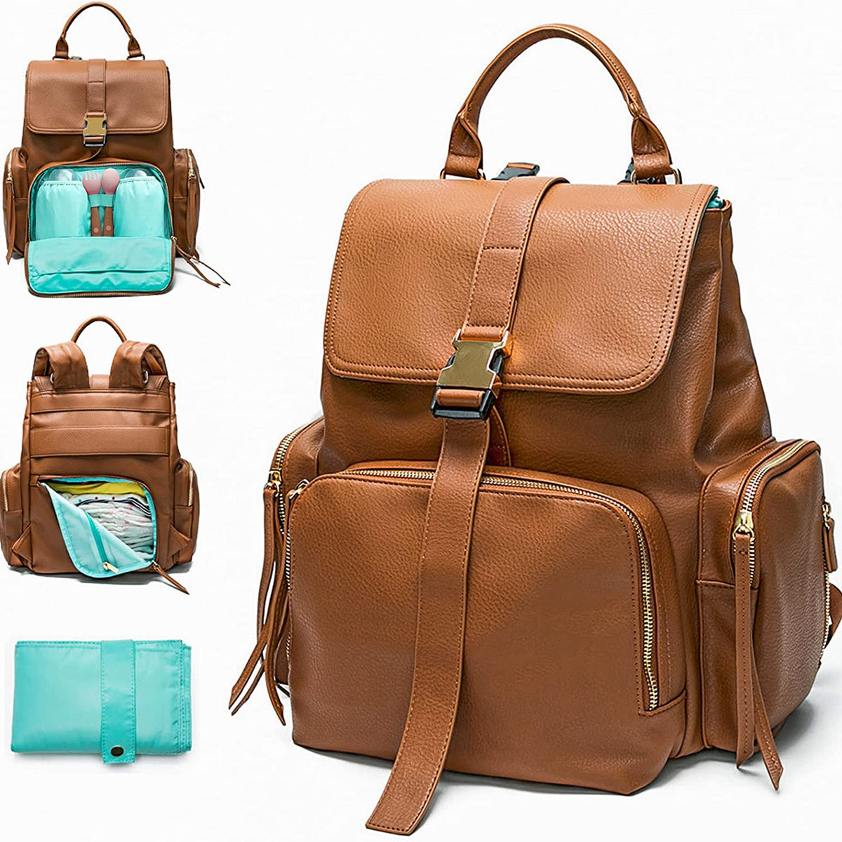 Leather Nappy Backpack Uk Sac A Couche Minsong Fashion Diaper Bag