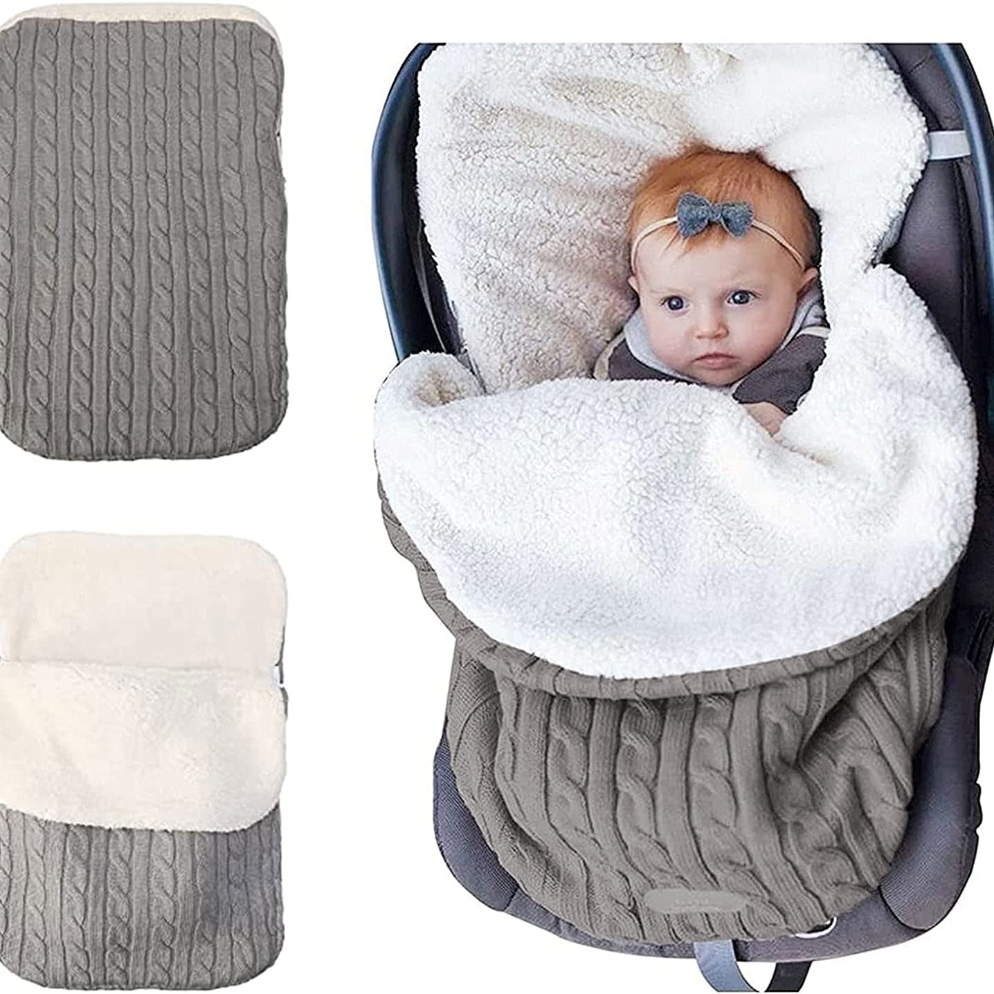 Baby Swaddle Blanket Stroller Wrap Fleece Blanket Sleeping Bag Plus Velvet