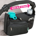 Non-Slip Pram Organiser with Cup Holder, Exclusive Strap Grip Handlebar, Universal Buggy Organiser Bag for Every Model Pushchair and Stroller