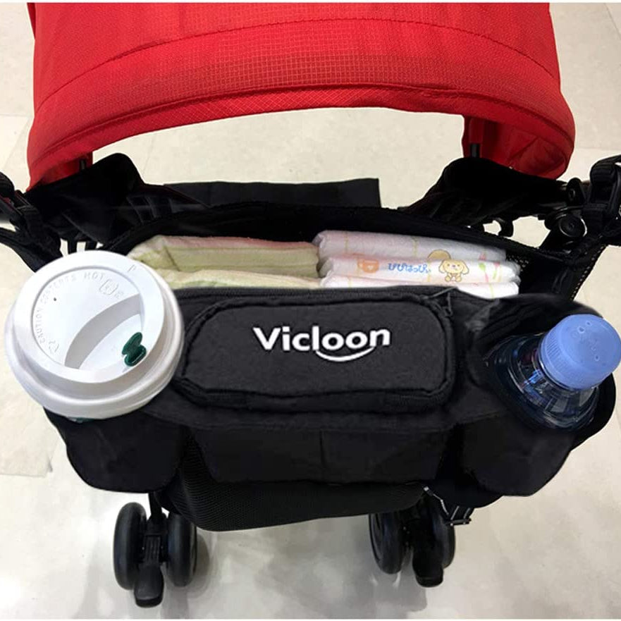 Vicloon Multifunctional Baby Stroller Organizer Storage Bag, Waterproof Stroller Accessories Bag,Pram Pushchair Cup Holder Stroller Buggy Bottle Hanging Storage Pouch,Hanging Pallets Bag,Diaper Bag