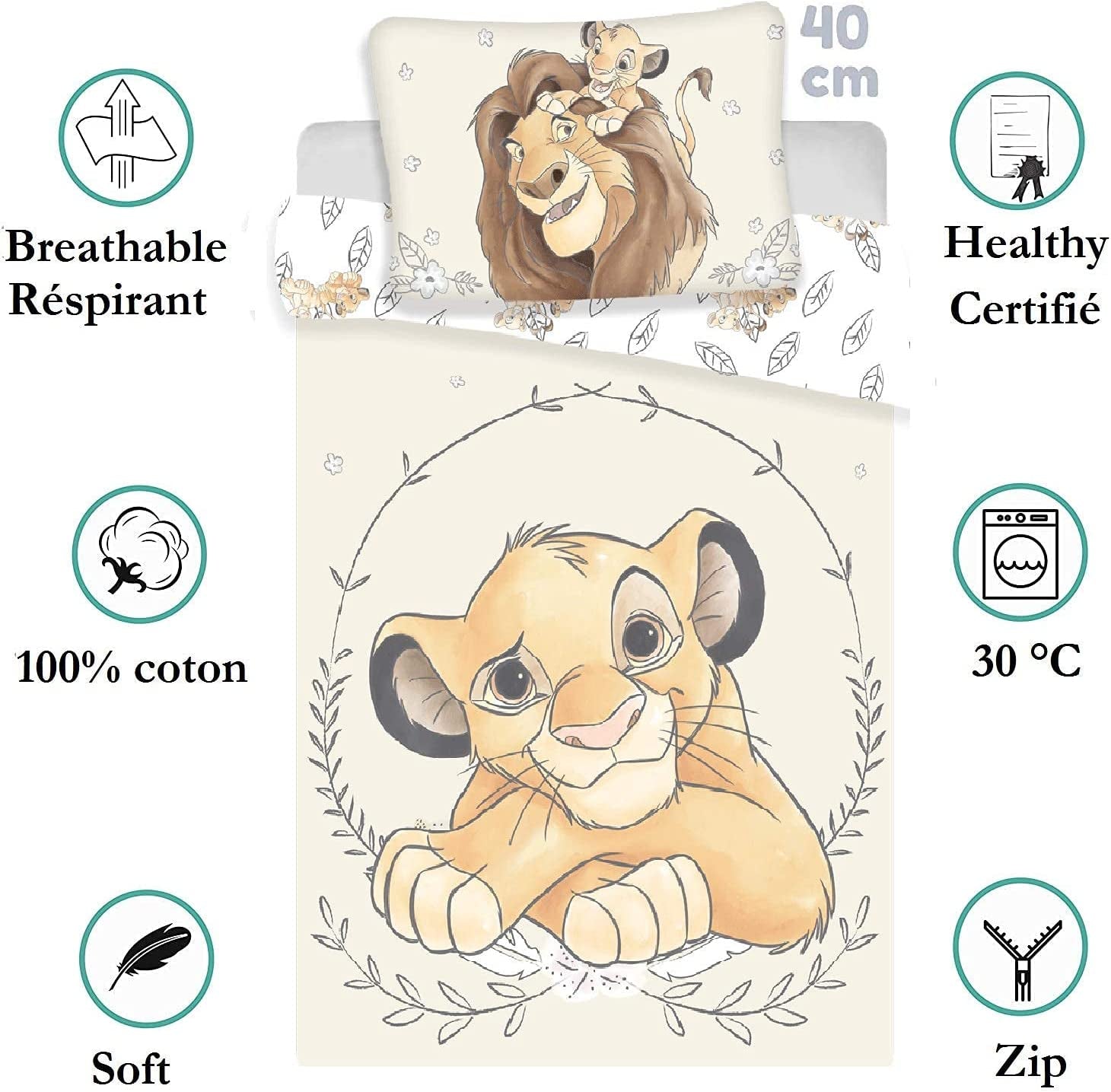Cot Bed Duvet Cover and Pillowcase Set | The Lion King Bedding Set | Disney Bedding