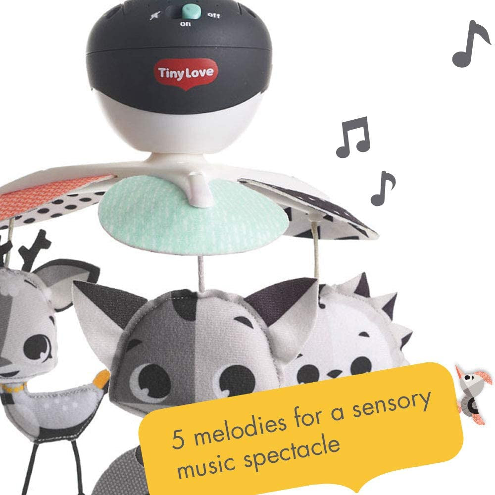 Tiny Love Black and White Take-Along Mobile, Baby Mobile with Music, 0m +, 29 x 20,5 x 32 cm, Magical Tales