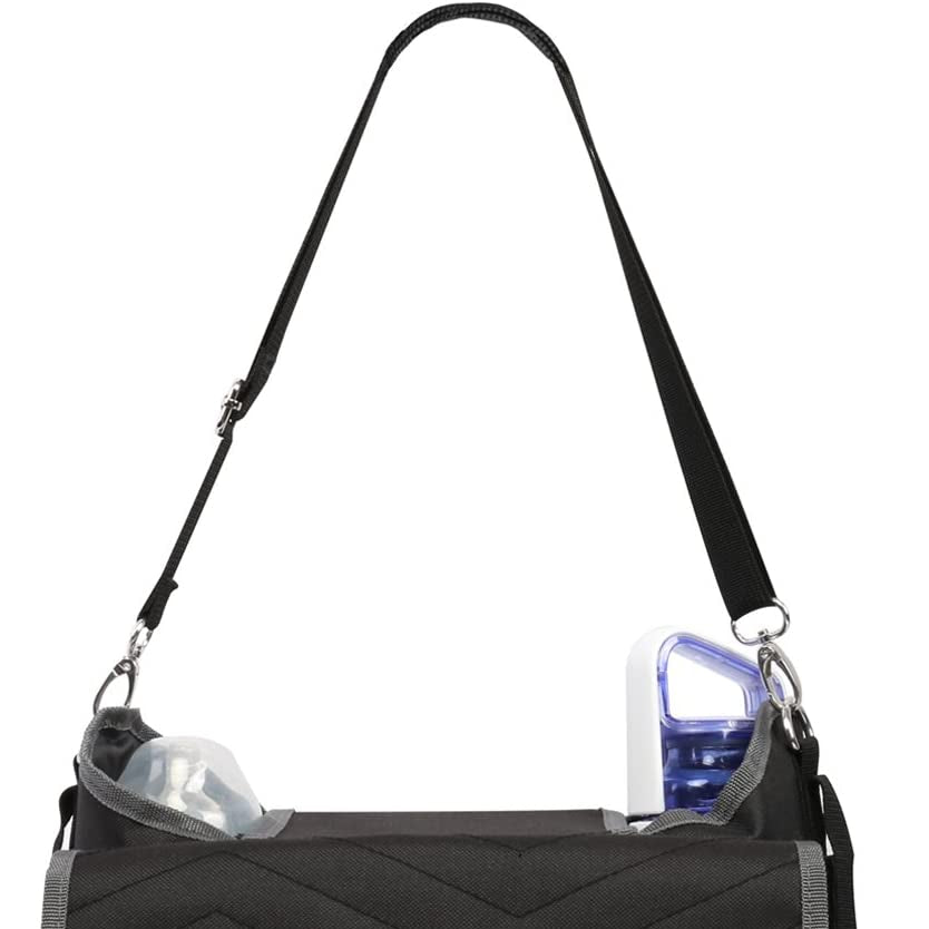 PREMYO Buggy Organiser Pram Bag Stroller - Cup Holder Universal Fit Spacious - with Changing Mat Shoulder Strap Black