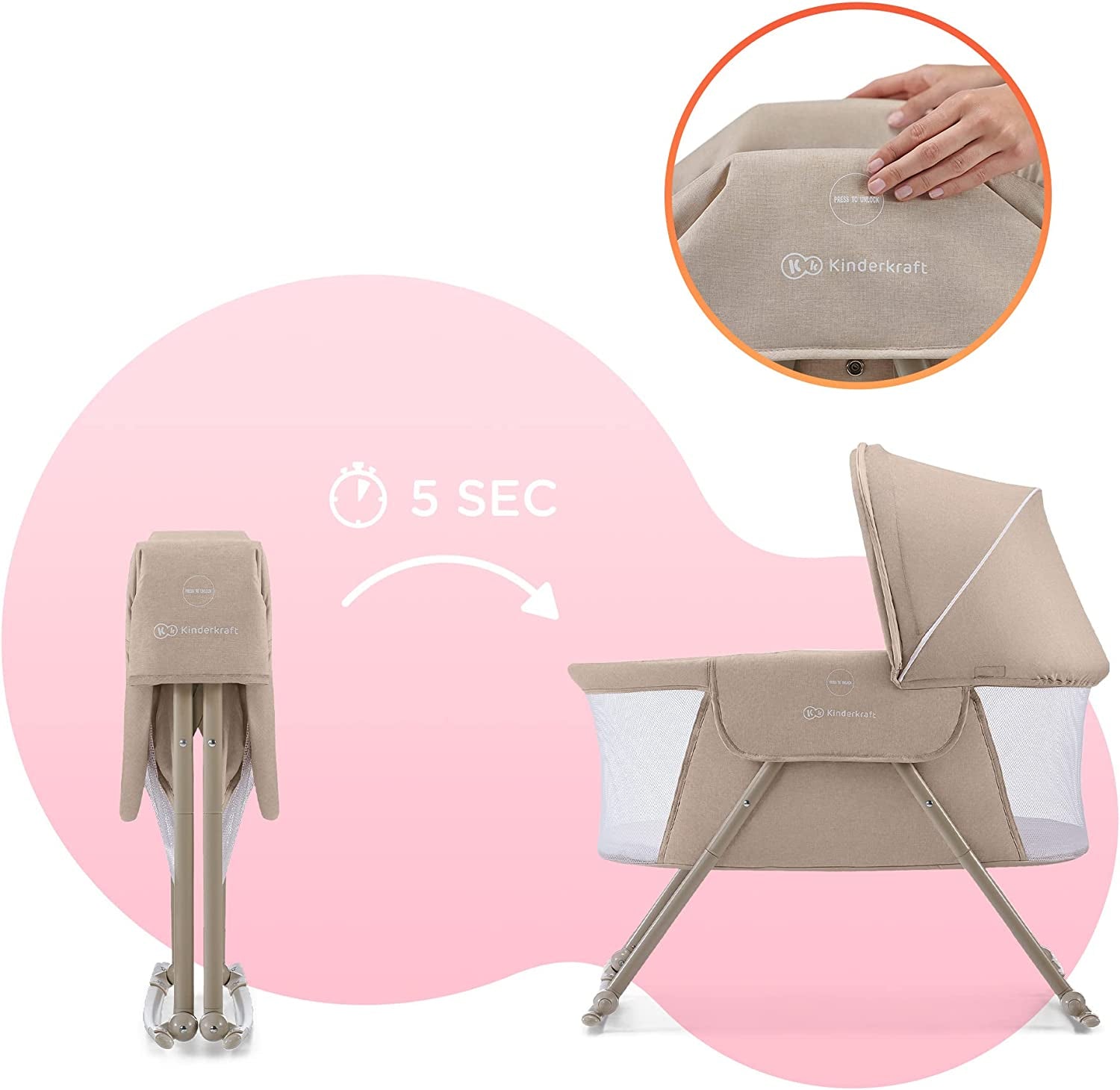 Kinderkraft LOVI Rocking Travel Cot - 5 kg