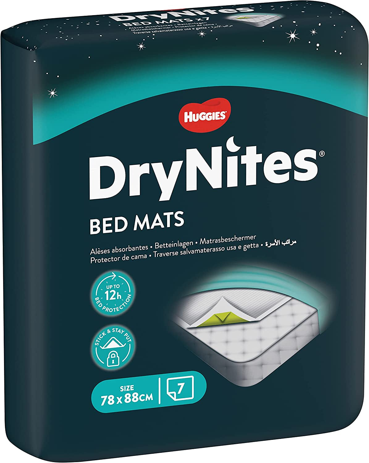 Huggies DryNites, Bed Mats - 28 Mats Total (4 Packs of 7 Mats) - Disposable Bed Mats for Children and Teens