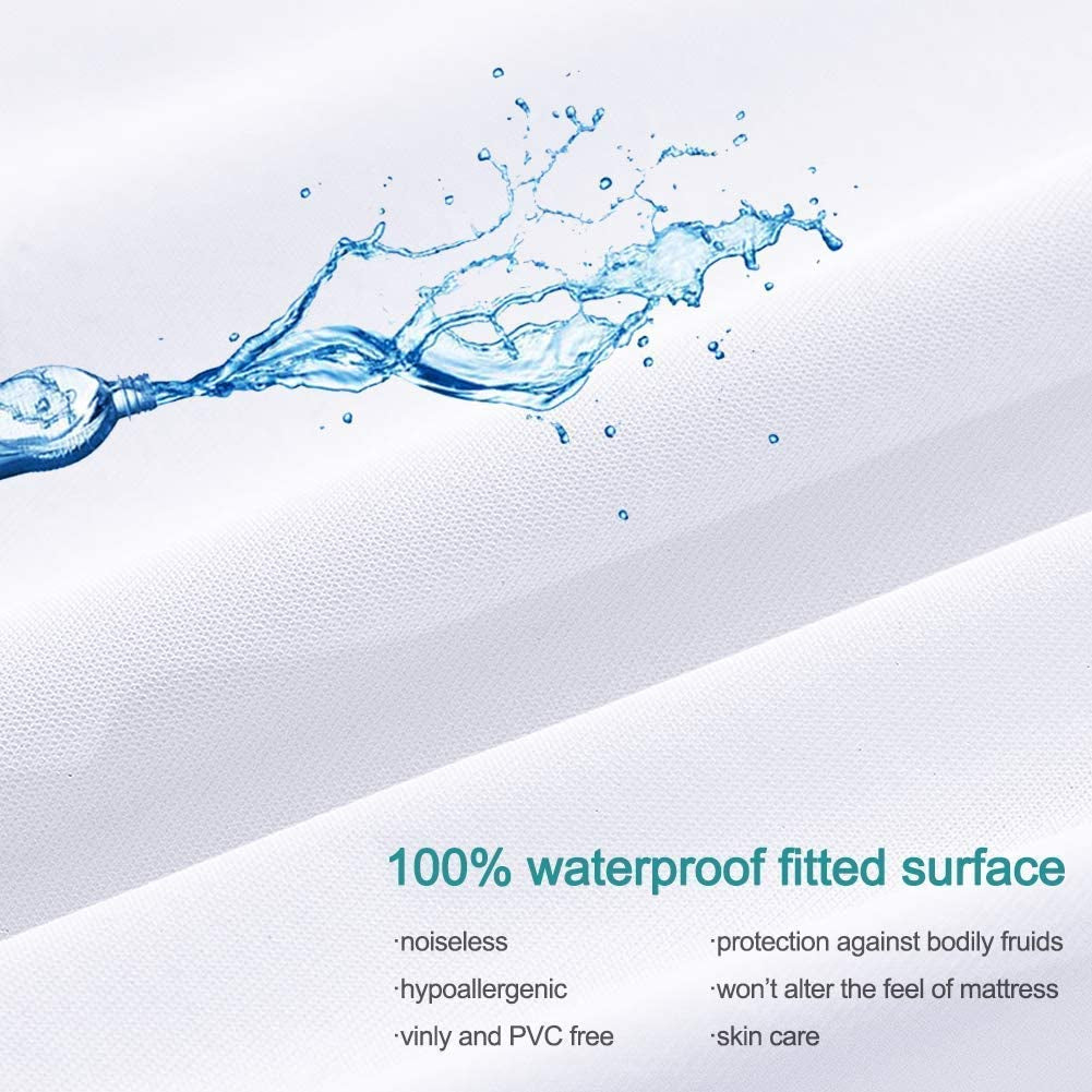 Dudu N Girlie Travel Cot Waterproof Mattress Protector - Toddler Bed Mattress Protector- Cotton Fitted Sheet for Travel Cot Mattress Topper - White, 65x95x10 cm.