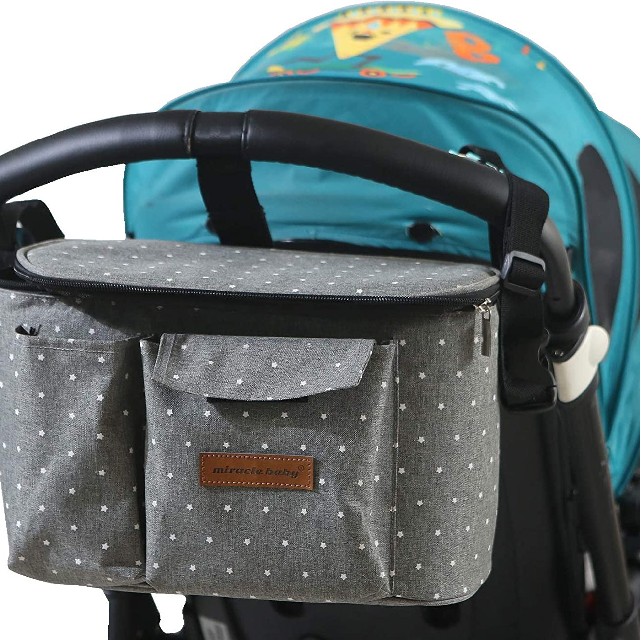 Miracle Baby® Stroller Storage Bag - Baby Carriage Organizer Diaper Bag - Large Capacity with 2 Cup Holders