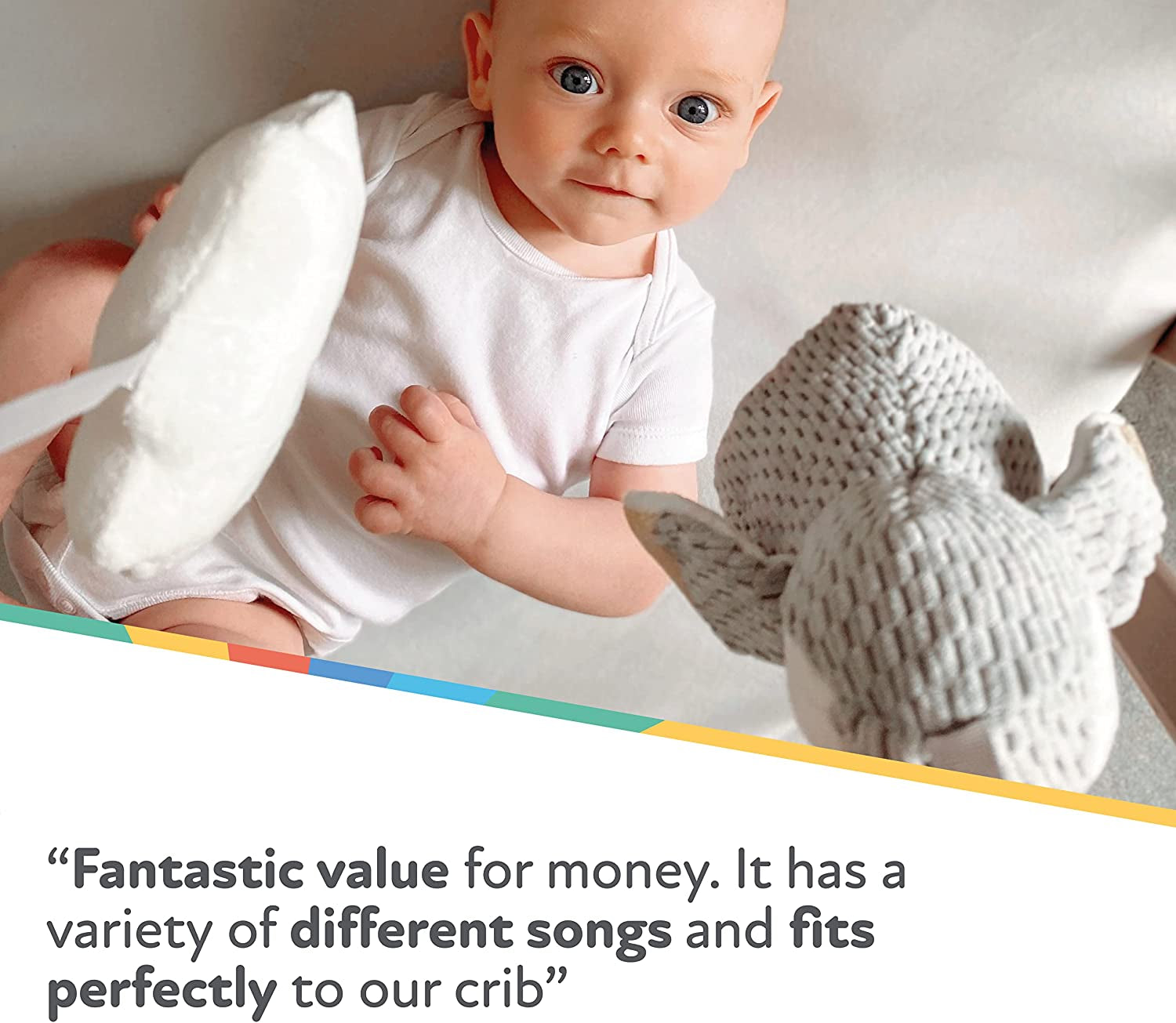 Nuby Musical Cot Mobile for Babies with Adjustable Arm to Fit All Cots. Cute Plush White and Grey Characters, Including Pebbles the Penguin and Pals(Pack of 1)