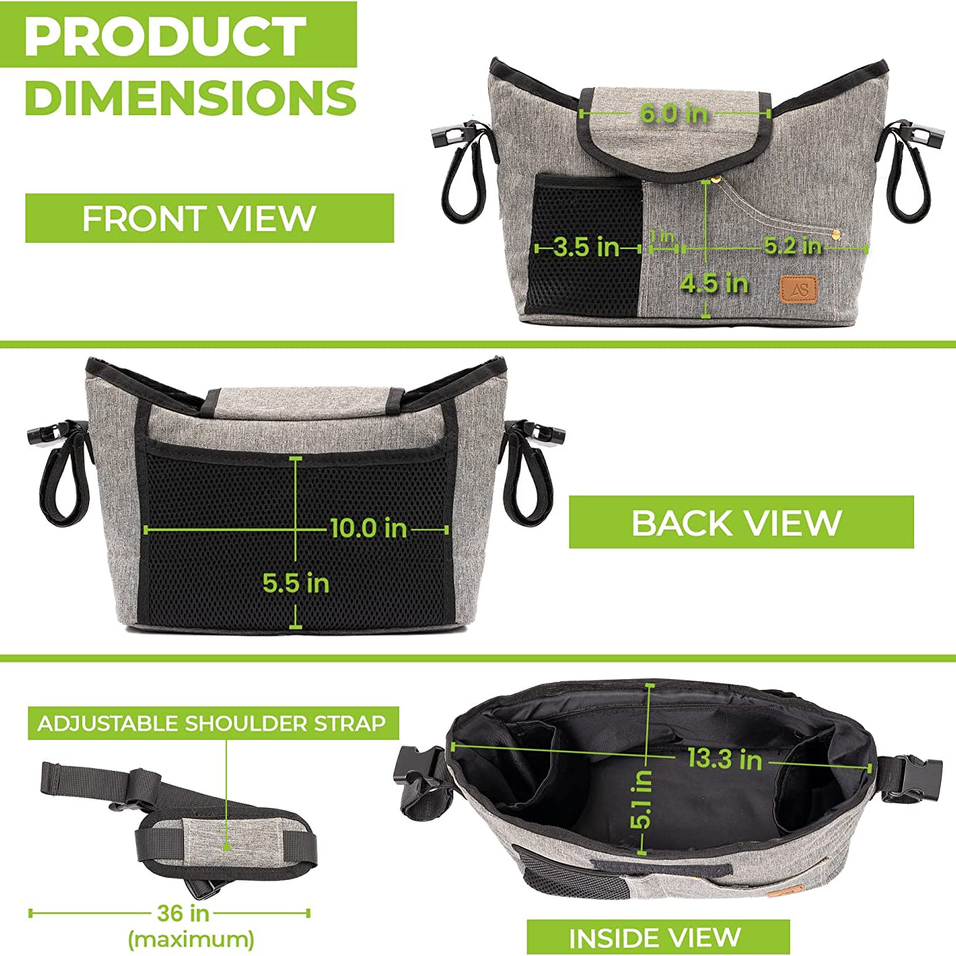 Large Capacity Buggy Organiser with Waterproof Raincover