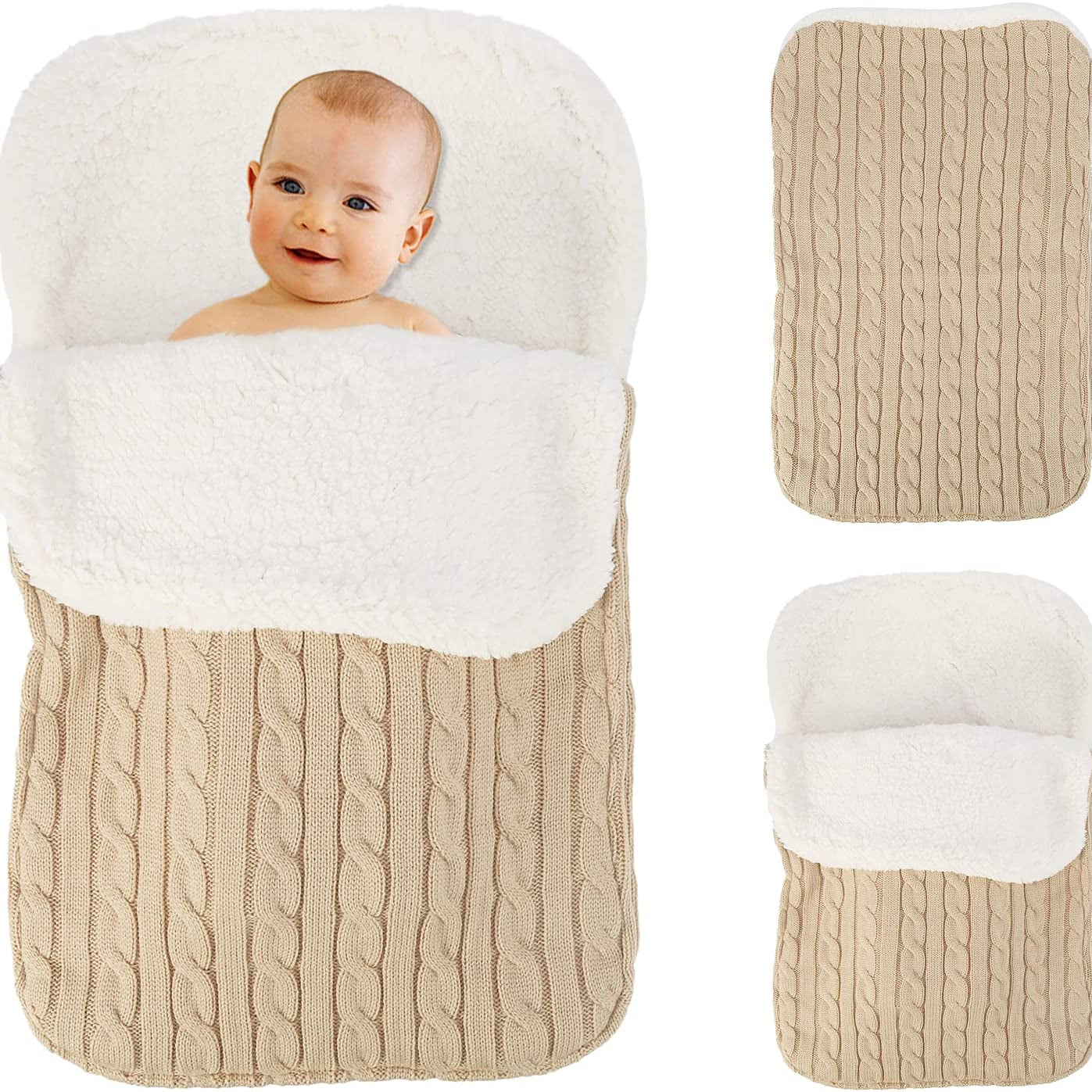 Baby Swaddle Blanket Stroller Wrap Fleece Blanket Sleeping Bag Plus Velvet