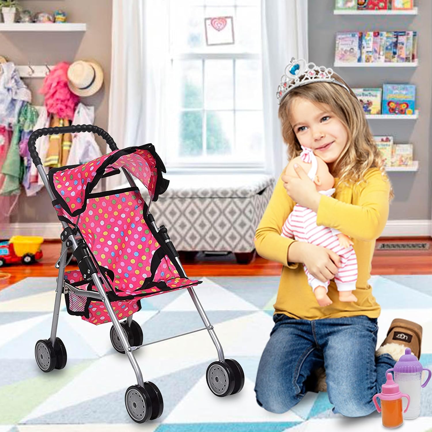 fash n kolor Doll Stroller with Basket My First Baby Doll Umbrella S ZUGATI