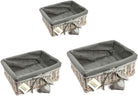 Woodluv Grey Wicker Rectangular Storage Gift Hamper Basket With Removable Lining - Large