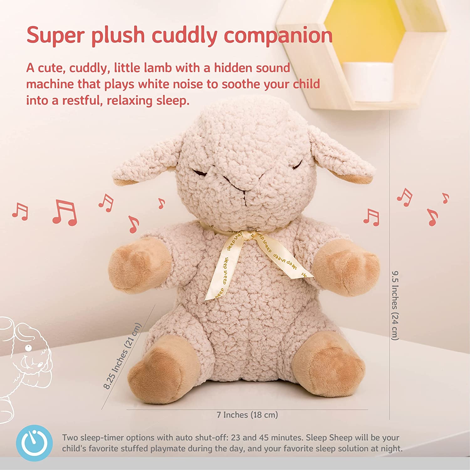 Cloud b Soothing Sound Machine | Cuddly Stuffed Animal | 4 White Noise and 4 Lullabies | Auto-Shutoff | Sleep Sheep