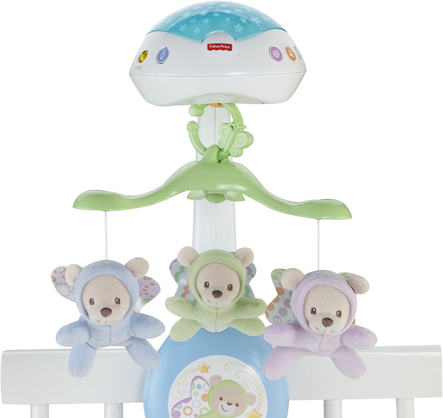 Fisher-Price Butterfly Dreams 3-in-1 Projection Mobile - Crib Toy & Sound Machine - Star Projection - Soothing Music - Gift for Babies, CDN41