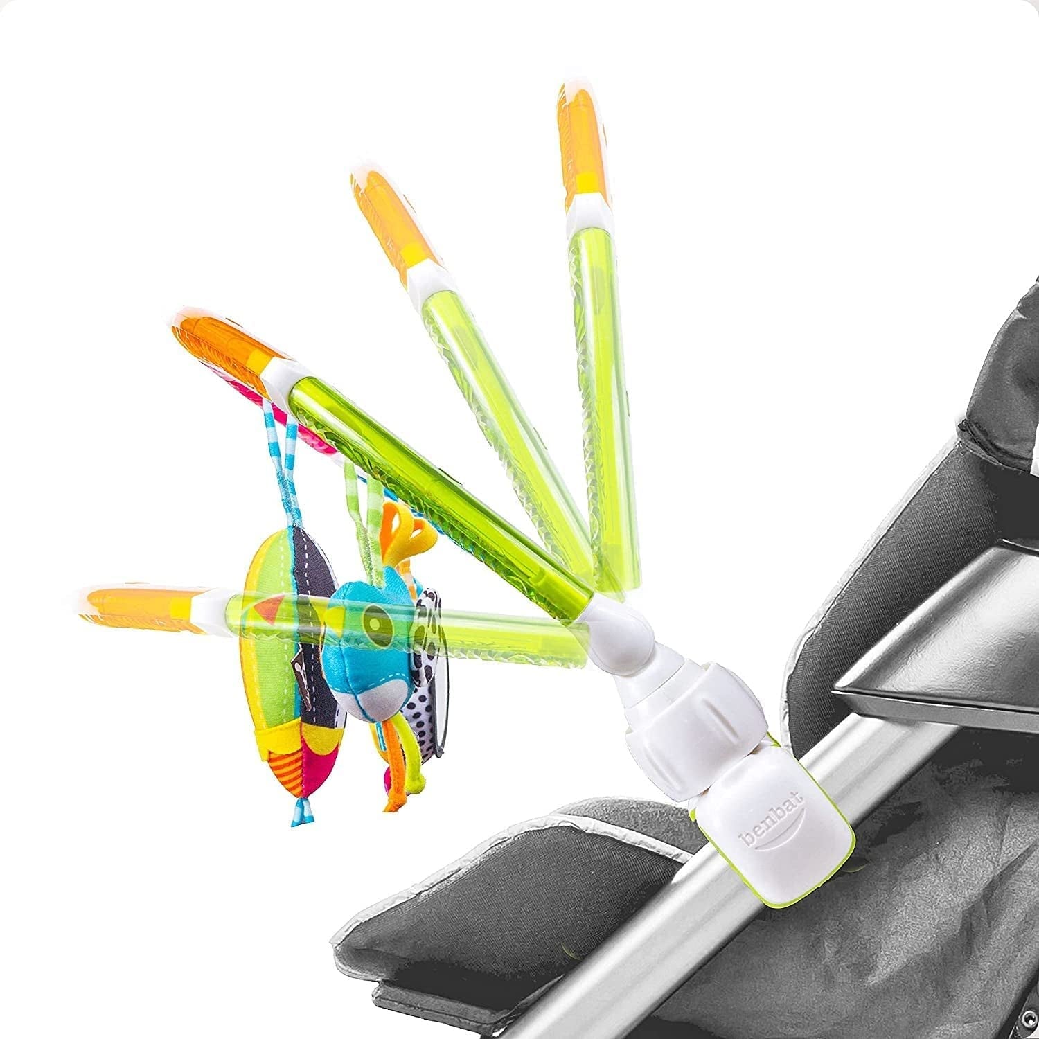Baby Stroller Arch Toy. Benbat Rainbow Dazzle Friends Play Bar. Fun Newborns Sensory Activity, Adjustable for Bouncers and Car Seat.