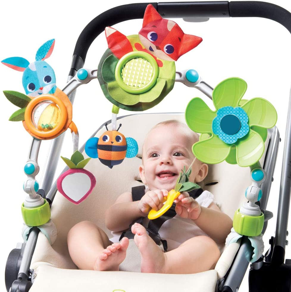 Tiny Love Sunny Stroll Activity Arch with Rattle Toys, 0 Month +, Adjustable Clips Fit Most Strollers, Meadow Days