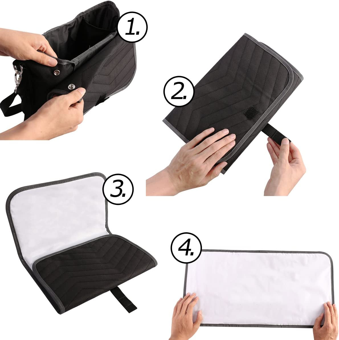 PREMYO Buggy Organiser Pram Bag Stroller - Cup Holder Universal Fit Spacious - with Changing Mat Shoulder Strap Black