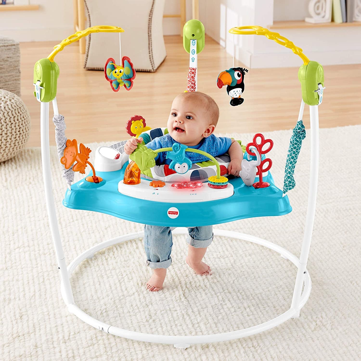Fisher-Price Rainforest Jumperoo Baby Activity Center With Sounds & Music  Jump