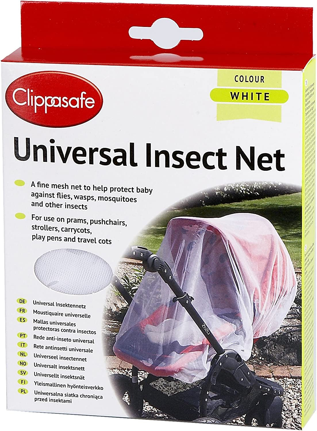 Clippasafe Pram & Pushchair Universal Insect Net (One Size, White)