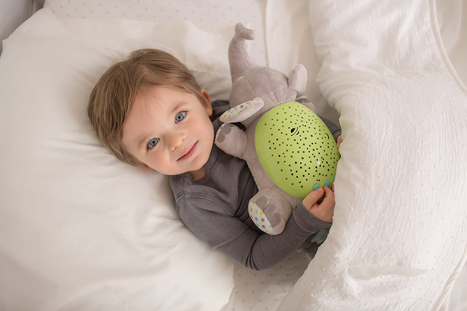 Summer Infant Slumber Buddies | Soft Plush Toy with 5 Songs & Nature Sounds, Starry Sky Display, Rhythmic Light Show | Timer with Auto Shut-Off, 3 Volume Control | Eddie the Elephant