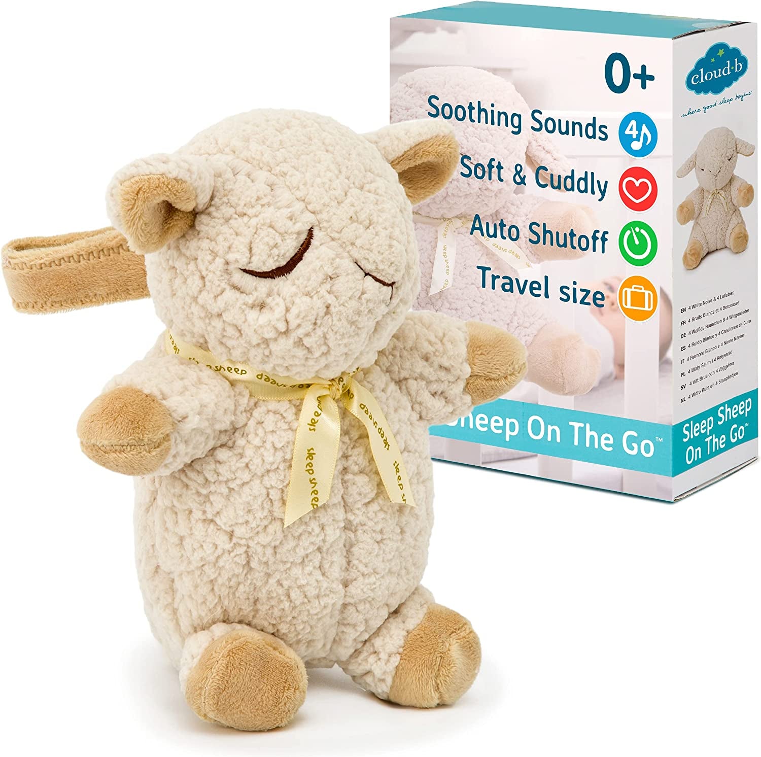 Cloud b Soothing Sound Machine | Cuddly Stuffed Animal | 4 White Noise and 4 Lullabies | Auto-Shutoff | Sleep Sheep