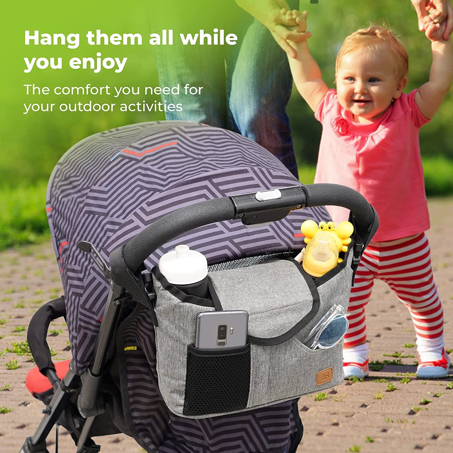  Large Capacity Buggy Organiser with Waterproof Raincover