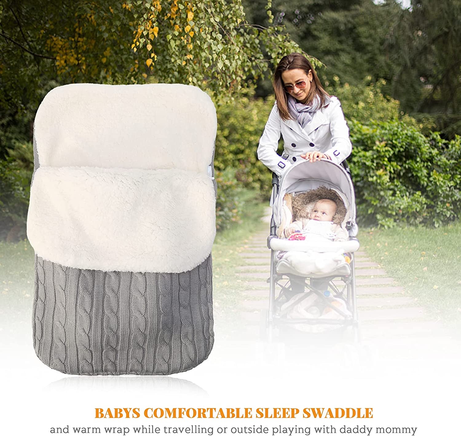 Baby Swaddle Blanket Stroller Wrap Fleece Blanket Sleeping Bag Plus Velvet