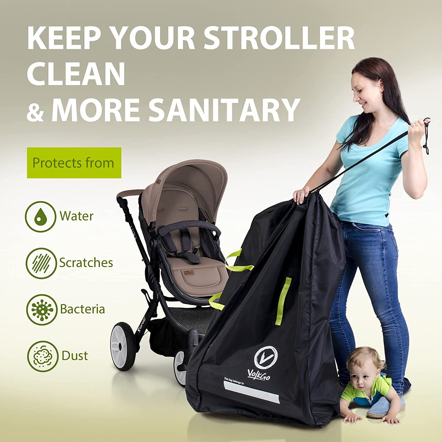 VolkGo Premium Quality Durable Stroller Bag for Airplane - Standard or Double/Dual Stroller Gate Check Bag