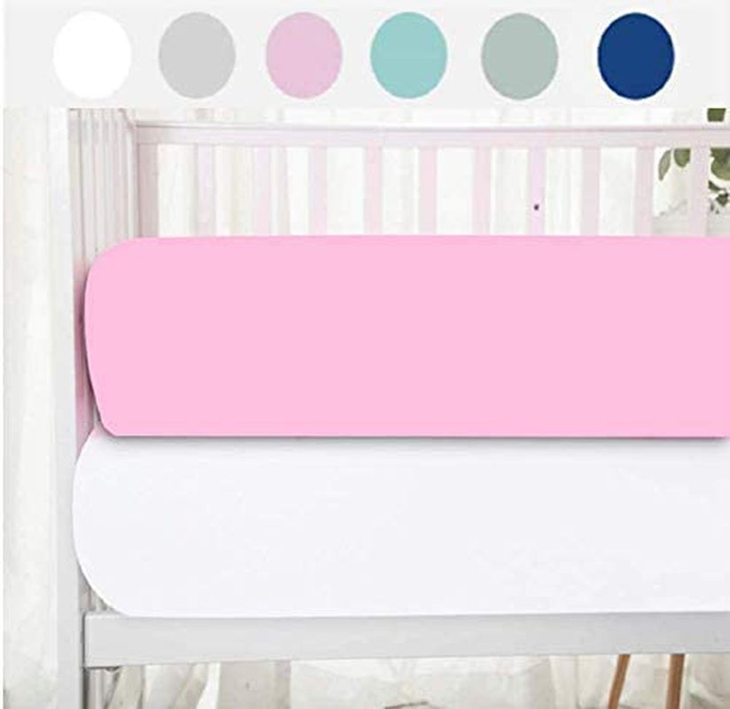 Dudu N Girlie - Cot Bed Sheets 140 x 70 Fitted - Jersey Cotton Hypoallergenic Cot Bed Bedding Fully Elasticated Skirt Breathable Easy Care - (Pack of 2, White & Pink)
