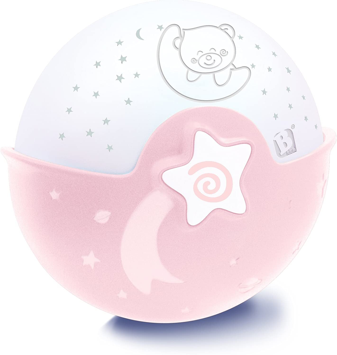 Infantino Soothing Light and Projector - Clip-on crib night light with grow-with-me design, starry night projector and tabletop light with built-in melodies and sound sensors, in pink