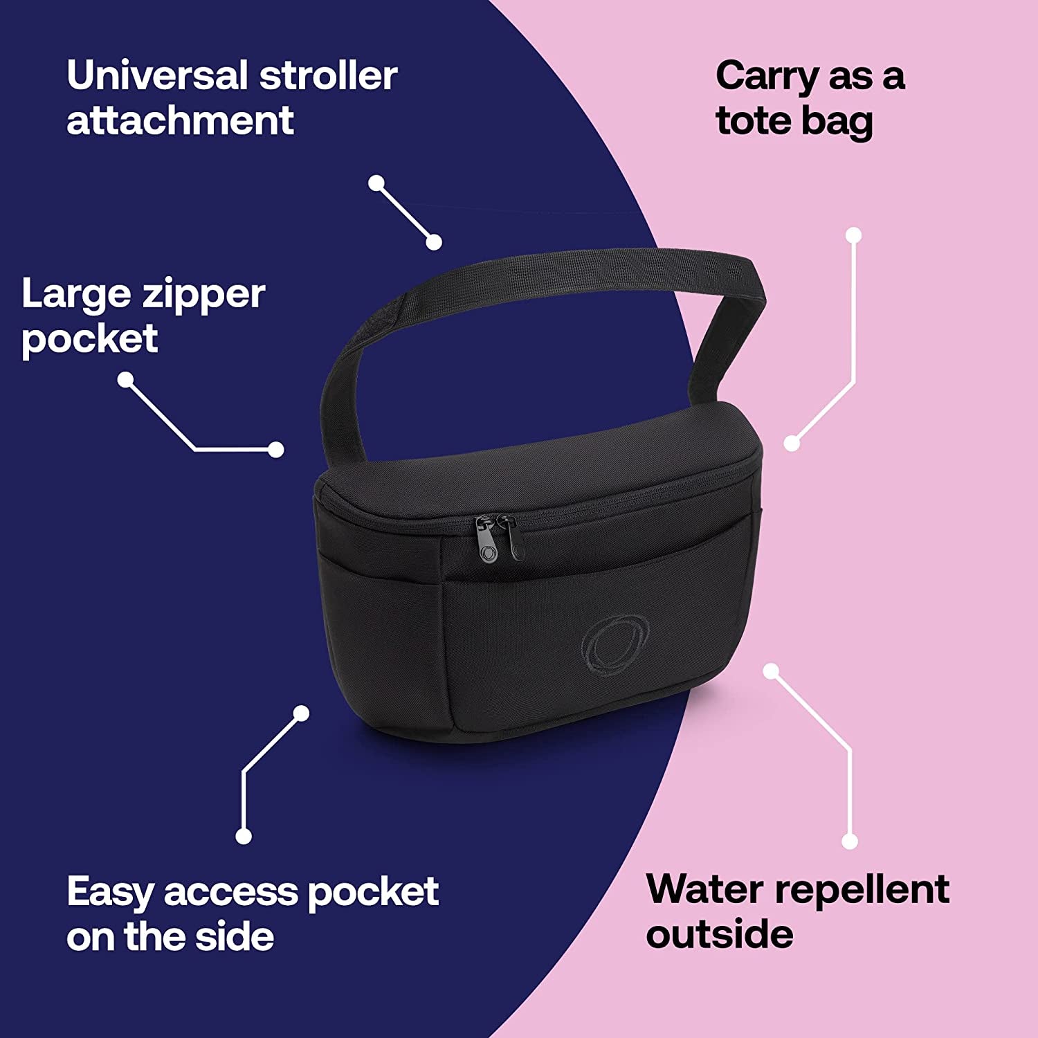 Bugaboo Multi-Pocket Compact Pushchair Organiser with Easy Access Pockets, Must-Have Accessory for All Baby Essentials in Midnight Black