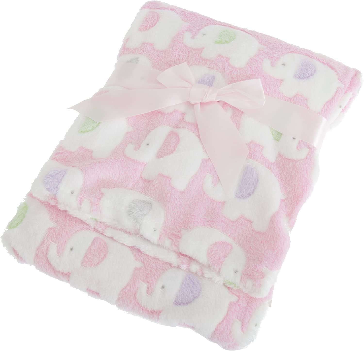 Baby Elephant Luxury Pram Blanket -Boy/Girl Options (75cm x 100cm) (Pink)