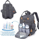 Changing Bag Backpack, Dikaslon Large Nappy Back Pack Multifunction Baby Bags with Portable Changing Mat, Pacifier Holder, and Stroller Straps, for Mom and Dad (Dark Grey)